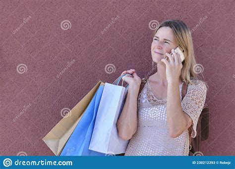 Waist Up Portrait Of Cheerful Mature Woman Talking On Cellphone Stock Image Image Of Adult