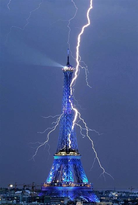 When Lightning Strikes Eiffel Tower Tower Mother Nature