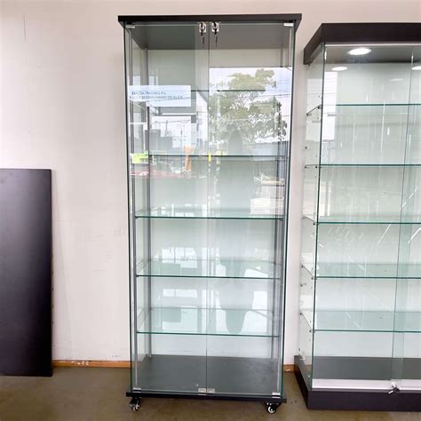 Display Cabinet Shelf Glass Door Wall Mount Adjustable Display Case