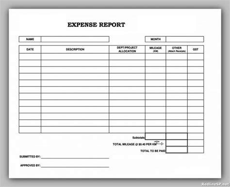 12 Best Expense Report Excel Word Pdf RedlineSP