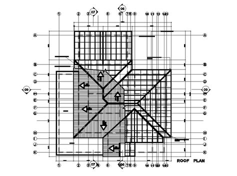 Roof Plan Of 25x20m House Plan Is Given In This Autocad Drawing File