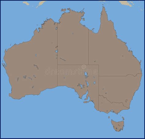 Empty Political Map Of Australia Stock Vector Illustration Of Brown