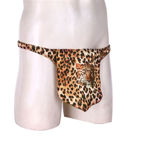Men Sexy Leopard Briefs Underwear Apron Cover G String Thong Sissy