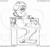 Seamstress Coloring Outline Sewing Clipart Happy Illustration Royalty Rf Bannykh Alex Regarding Notes Pages Template sketch template