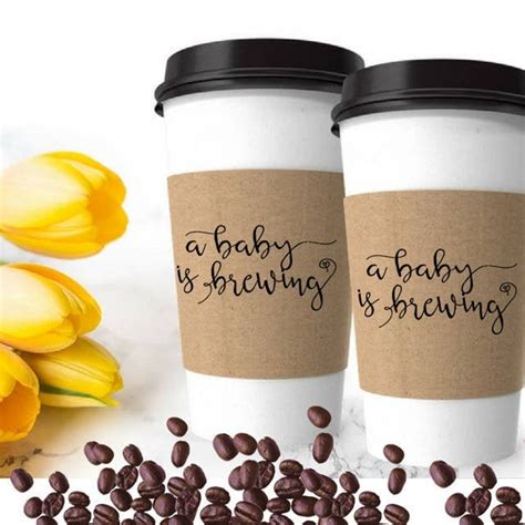 Baby Shower Coffee Sleeve Stamp A Baby Is Brewing Coffee Etsy