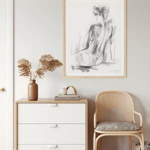 Black And White Nude Woman Silhouette Art Print Sensual Wall Art Decor