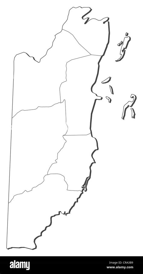 Mapa Político De Belice Con Las Varias Provincias Fotografía De Stock