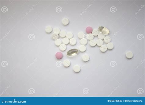 Pink And White Pills Capsules Antipsychotic Drugs Stock Image