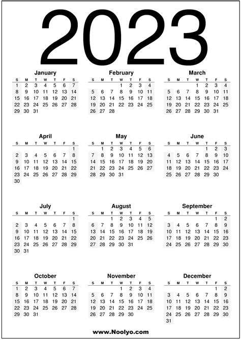 Printable Us Calendar 2023 Free