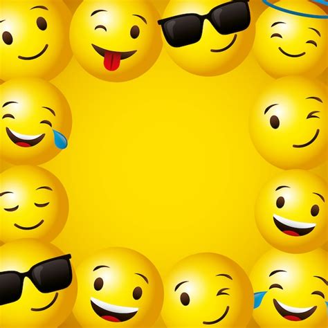 Smiley Emojis In Yellow Background Vector Concept Smileys Emoji Avatar