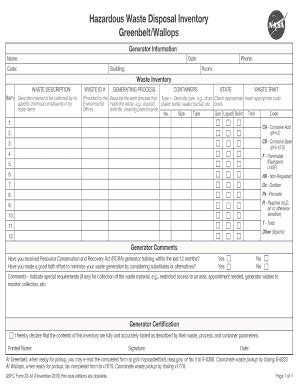 Waste Inventory Form Fill And Sign Printable Template Online