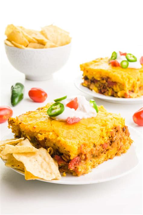 Cook for a few minutes, add tomato sauce and corn. Vegan Taco Cornbread Casserole - Namely Marly