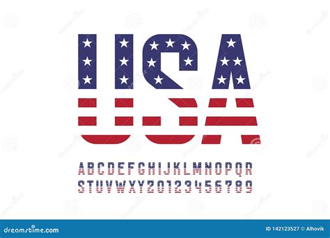 Usa Flag Font Vector Illustration 81131936