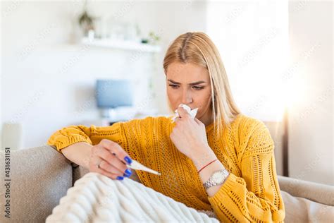 Sick Desperate Woman Has Coronavirus Covid 19 Cold Sickness