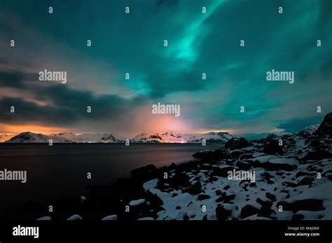 Northern Lights In Lofoten Islands Stock Photo Alamy