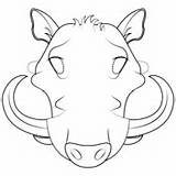 Coloring Warthog Adult Pig Printable Mask sketch template