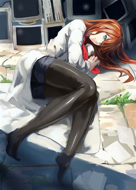 Steins Gate Chicas Anime Makise Kurisu Piernas Ojos Azules Fondo De Pantalla Hd