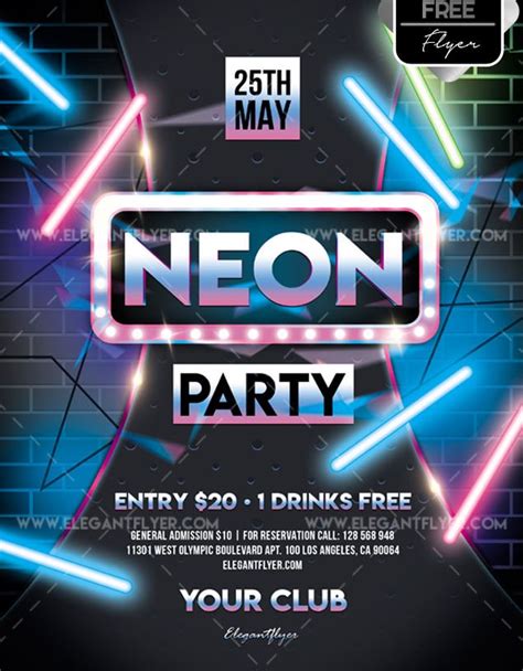 Neon Party Free Flyer Psd Template Psdflyer