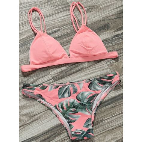 Spaghetti Strap Sleeveless Printed Bikini Swimwear 62 Brl Liked On