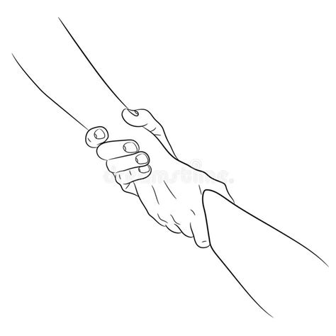 Helping Each Other Sketch Illustration Two Hands Holding Stock