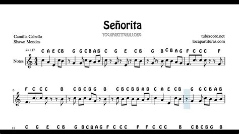 Señorita Easy Notes Sheet Music For Flute Recorder Violin Oboe Acordes