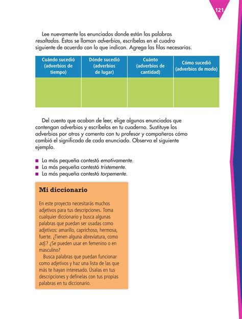 Necesito ayuda , es pagina 113 libro de español de 6 grado. Español Tercer grado 2016-2017 - Online - Página 121 de ...