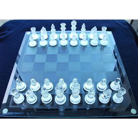 Chess Set Large Glass Board And Glass Pieces 15” 38cm X 15” 38cm