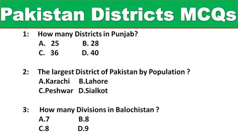 Pakistan Total Districts Divisionslargest Districtssmallest District