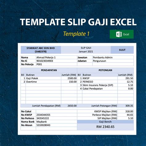 Contoh Slip Gaji Excel Malaysia Products Imagesee