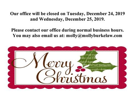 Office Closed Merry Christmas Molly Burke Law Office Pllc