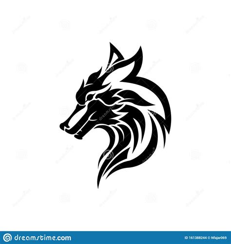 Logo Animal Wolf Bolt Emblem Angry Head Wolf Stock Vector