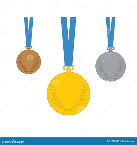 Gold Silver Bronze Medal Set Of Medal Icons Vector Illustration