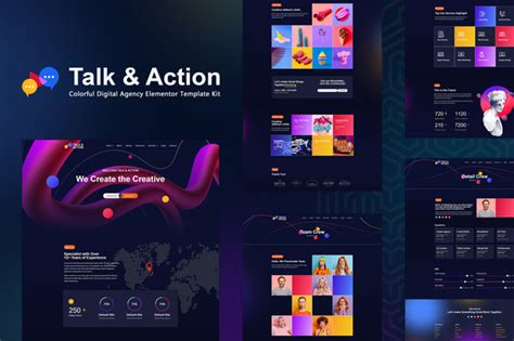 Download Talk Action Colorful Digital Agency Elementor Template Kit ThemeHits