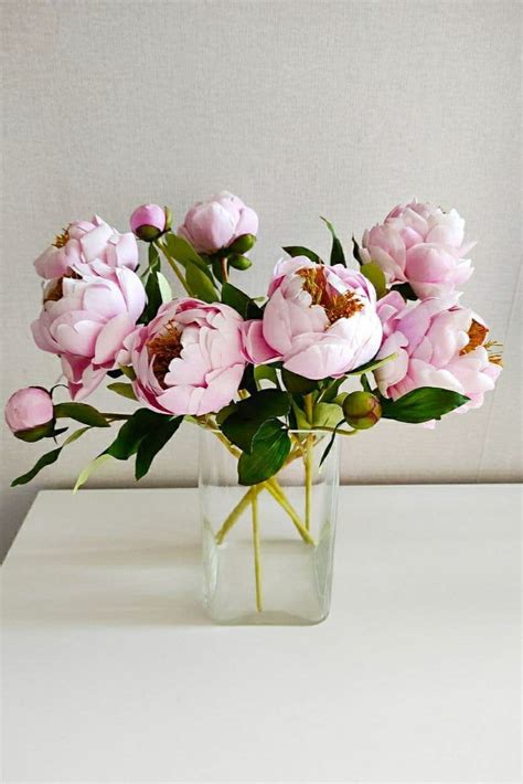 Real Touch Soft Pink Peony In Vase Preserved Peony Etsy