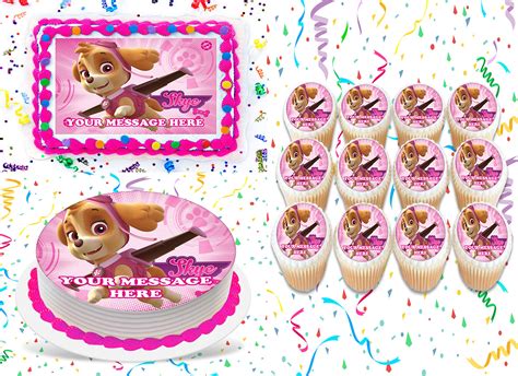 Buy Paw Patrol Skye Cake Topper Edible Image Personalized Cupcakes