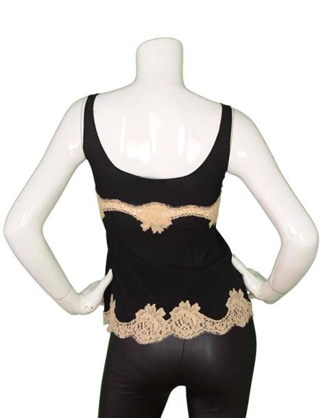 Dolce And Gabbana Black Silk And Nude Lace Sleeveless Top Sz 40 For