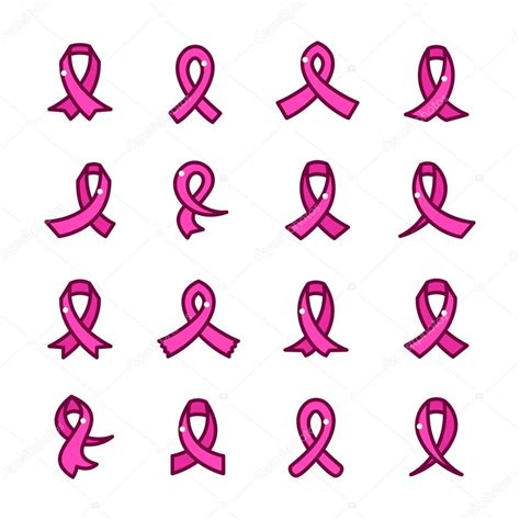 Pink Ribbon Icons Set — Stock Vector © Meowudesign 123604850