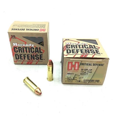 Hornady Critical Defense 38 Splp 110 Gr Ftx Ammunition 50 Rounds