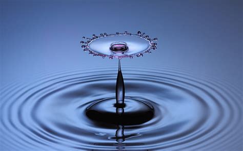 Splash On Splash Waterdrop Splash Water Ripples Blue Hd Wallpaper