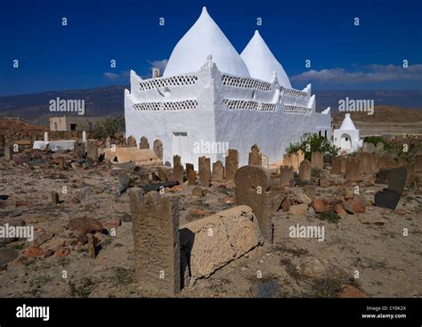 White Bin Ali Tomb Arounded By Ruined Gravestones Near Salalah Oman