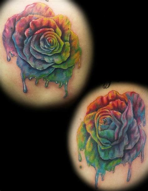 Tie Dye Roses Thigh Tattoo I Tattoo Tie Dye Roses Watercolor Rose