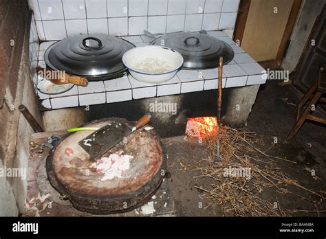 A Traditional Chinese Kitchen In Heilongjiang Province Northern China