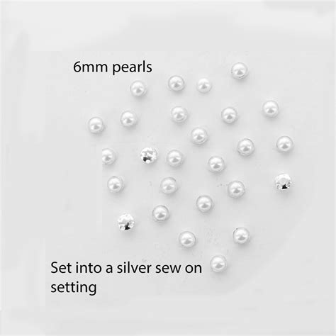 6mm round pearls in monteese silver plated sew on settings price is for 50 or 100 pearls etsy uk
