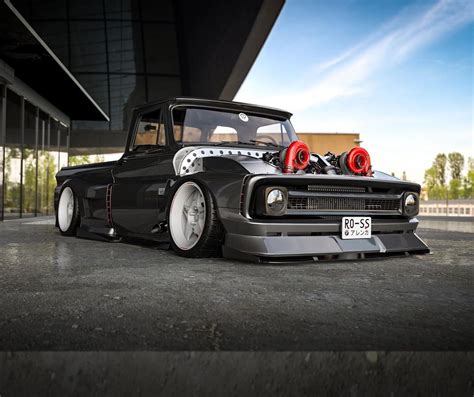 Beautifully Slammed This Widebody Twin Turbo Chevy C10 Is A Digitally