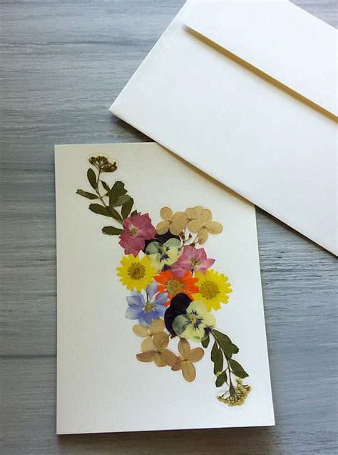 Unique Flower Card Handmade Real Pressed Flower Special Occasion Blank