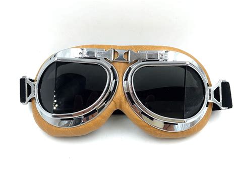 Vintage Aviator Pilot Goggles For Cruiser Chopper Motorcycle Scooter