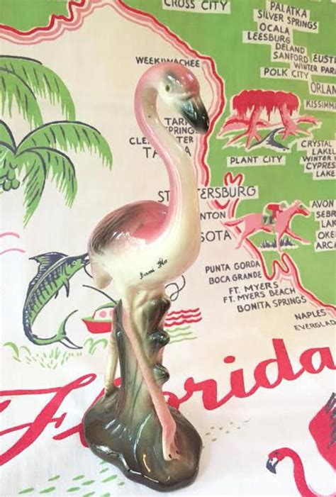 Vintage Miami Florida Flamingo Figurine Pink Green Black Ivory Etsy