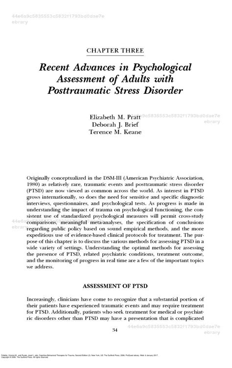 Pdf Recent Advances In Psychological Assessment Of Adults With Posttraumatic Stress Disorder