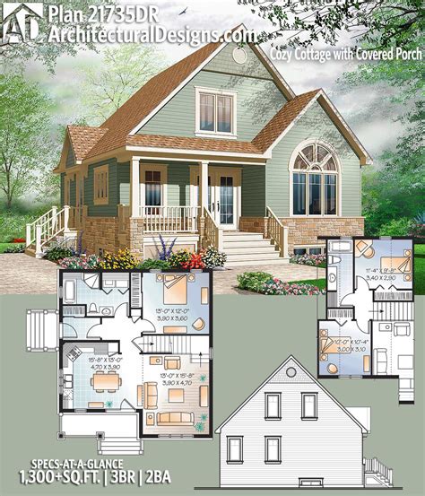 Plan 21735dr Cozy Cottage With Covered Porch Cottage House Plans