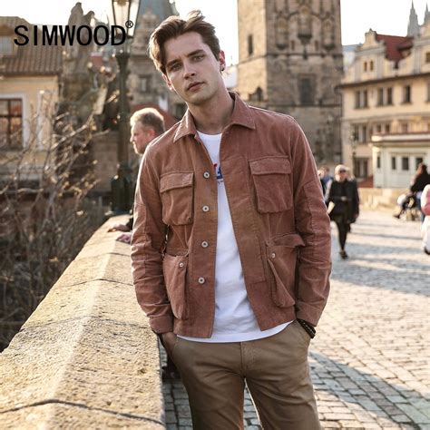 Simwood New 2021 Autumn Jacket Men Casual Fit Corduroy Coats Fashion
